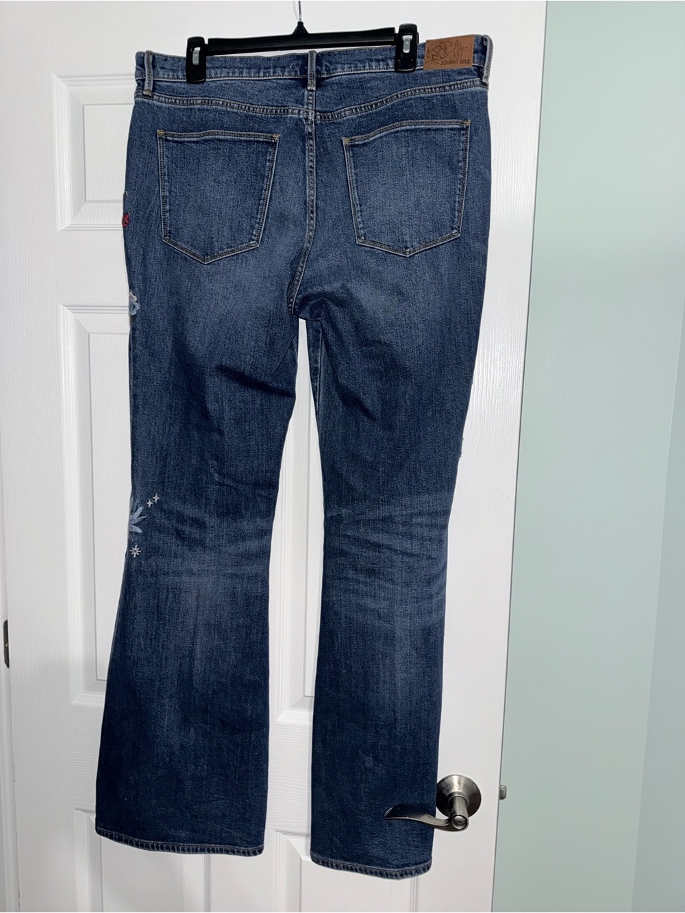 Johnny Was Riaya Blue Floral Embroidered Flare Jeans - Picture 7 of 10